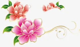 粉色牡丹手绘七夕情人节免抠