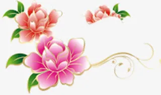 粉色牡丹手绘七夕情人节免抠