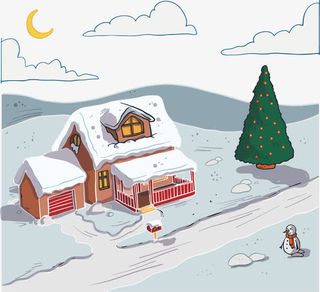 房屋大雪暴风雪素材免抠