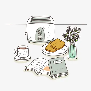 手绘读物清新小插画免抠