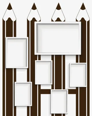 褐色简笔照片墙免抠