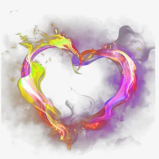 紫色清新火焰爱心效果元素免抠