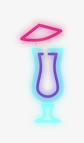 彩色线条霓虹灯鸡尾酒免抠