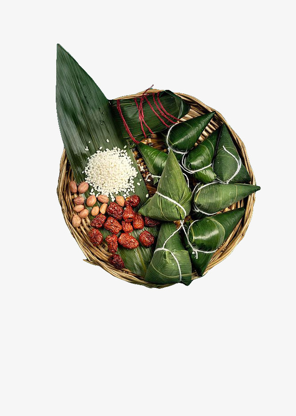 端午粽子红枣花生实物免抠