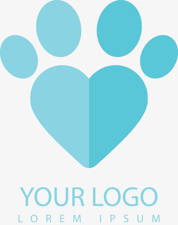 爱心形状宠物LOGO设计免抠