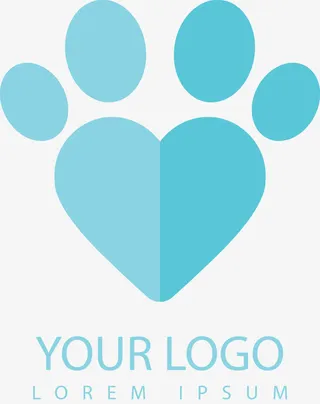 爱心形状宠物LOGO设计免抠