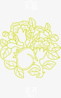 白描十二月份花卉矢量图免抠