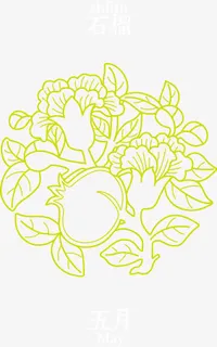 白描十二月份花卉矢量图免抠