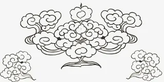 创意黑白底纹云雾素材免抠