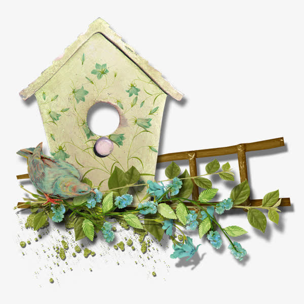 春天鸟屋唯美装饰免抠