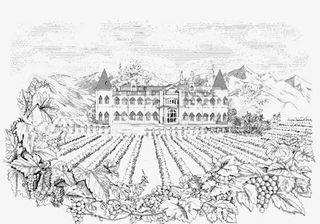 红酒庄园素描免抠