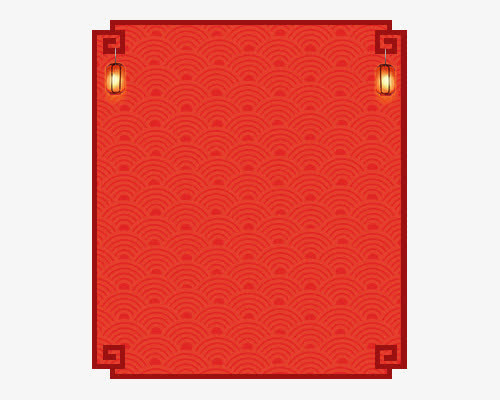 红色装饰云纹底纹灯笼展板免抠