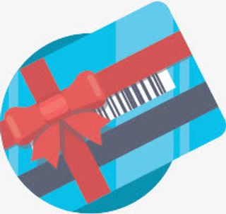 蓝色条形码丝带蝴蝶结礼盒免抠