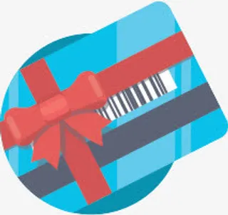 蓝色条形码丝带蝴蝶结礼盒免抠