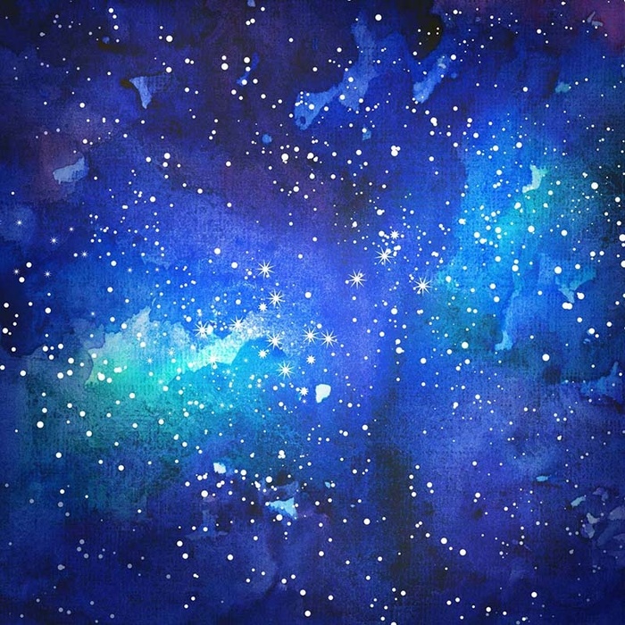 蓝色水彩晕染星空背景高清