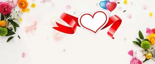 白色背景鲜花气球淘宝情人节背景高清