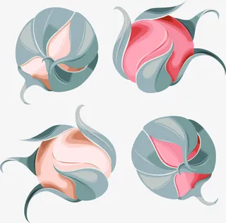 卡通手绘粉色花骨朵合集免抠