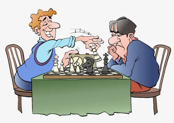 日常下棋黑白棋漫画免抠