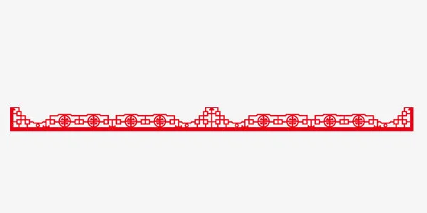 中国风新年红色剪纸边框免抠