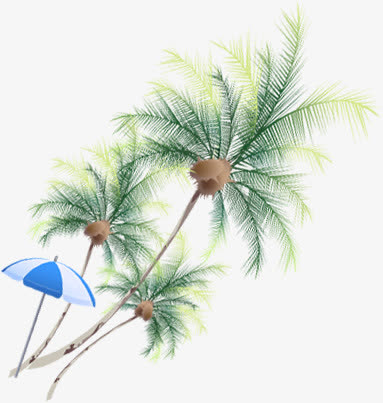 夏季椰树遮阳伞美景免抠