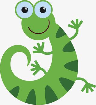 扁平化绿色壁虎免抠