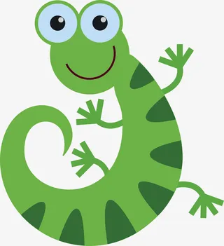 扁平化绿色壁虎免抠