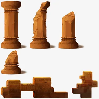 旗帜枯树  石头柱子免抠