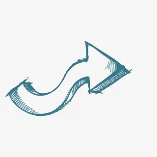 蓝色手绘弯曲的箭头免抠