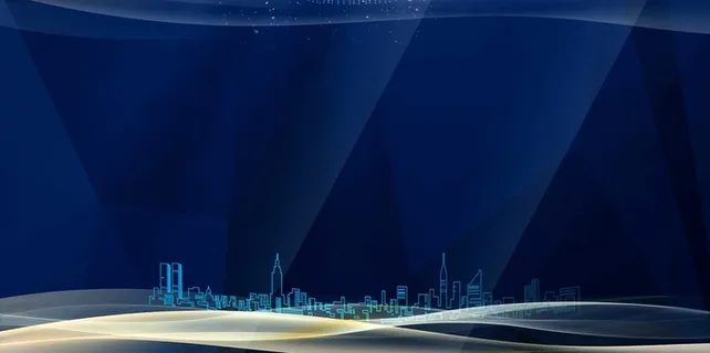 年会蓝紫色科技大气企业邀请函广告高清