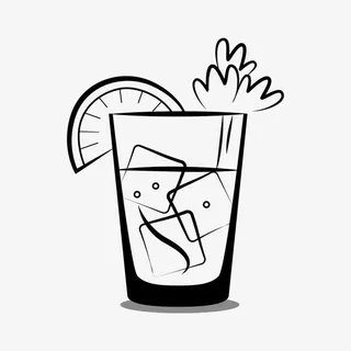 手绘夏季冷饮 柠檬 冰块 矢量免抠