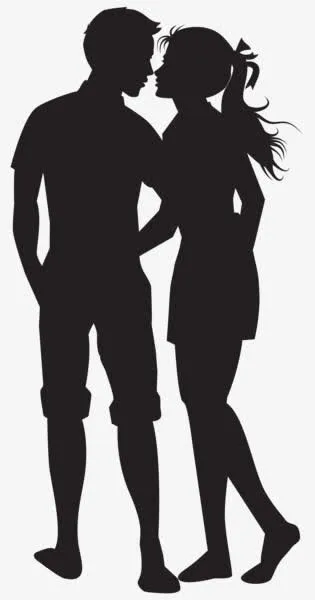恋人男女亲吻剪影免抠