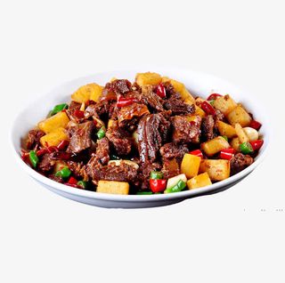 产品实物小吃土豆烧牛肉免抠