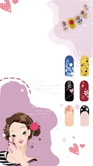 简约温馨美甲广告手机端H5背景素材高清