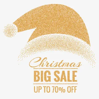 圣诞节金色帽子海报免抠