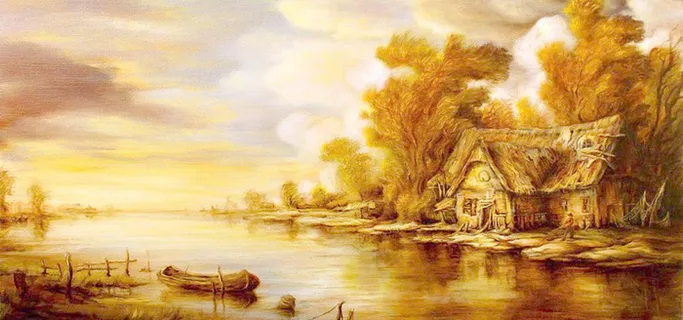 乡村油画背景高清