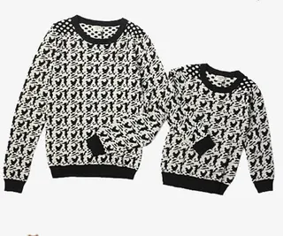 宽松款黑灰印花针织亲子装免抠