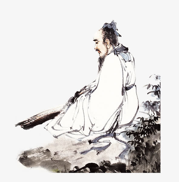 水墨风孔子古人免抠