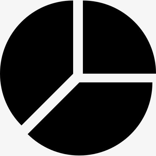 饼图分为三个相等的部分，图标免抠