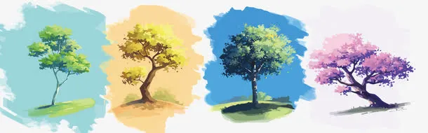 矢量四季树木免抠