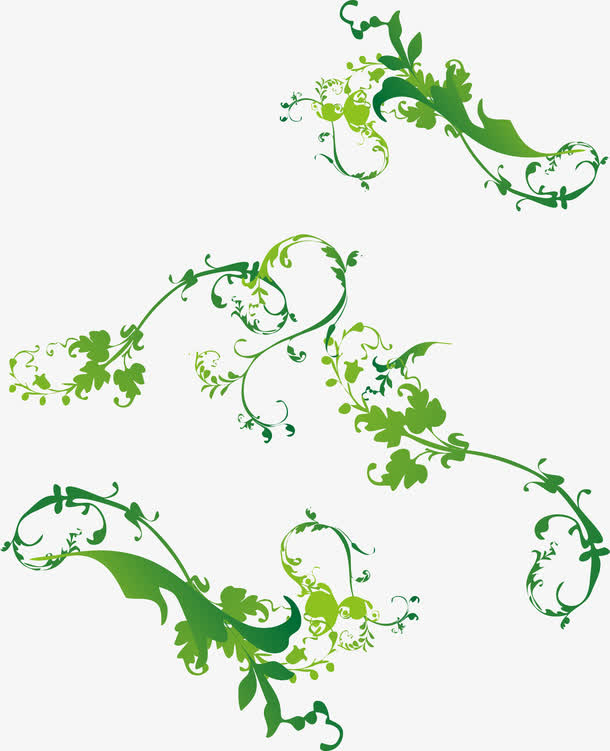 绿色花纹矢量图免抠