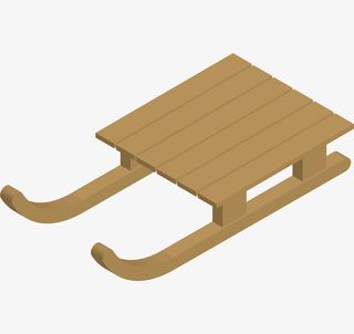 手绘卡通简单雪橇免抠