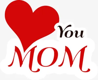 红色爱心母亲节免抠