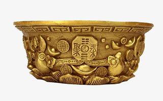 纯铜招财聚宝盆素材免抠