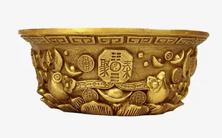 纯铜招财聚宝盆素材免抠