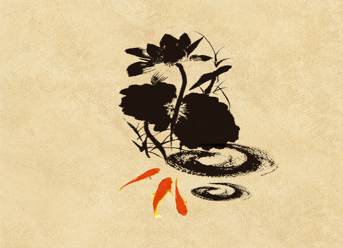 中国风水墨荷花背景素材高清