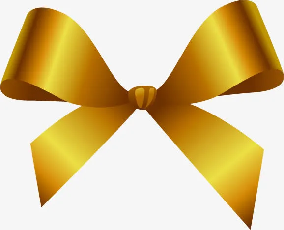 金色手绘渐变蝴蝶结免抠