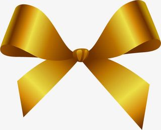 金色手绘渐变蝴蝶结免抠