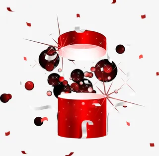 红色星光礼盒装饰素材免抠