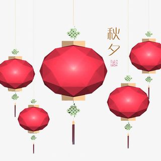 精美节日几何灯笼设计免抠