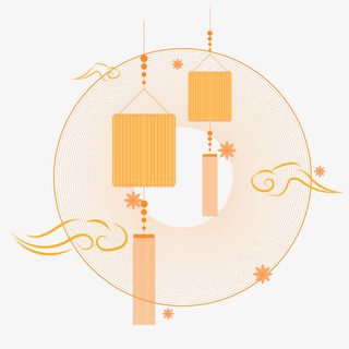 中式花纹灯笼元素免抠